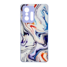 Чохол накладка Marble Glass Xiaomi 11T / 11T Pro Біла лаванда