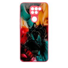 Чехол накладка Marble Glass Xiaomi Redmi Note 9 Розовый