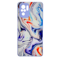 Чехол накладка Marble Glass Xiaomi Redmi Note 10 / 10s / Poco M5s Белая лаванда