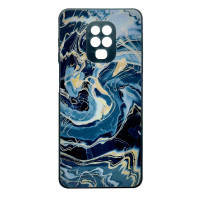 Чехол накладка Marble Glass Xiaomi Redmi Note 9s/Pro/Max Графитовый