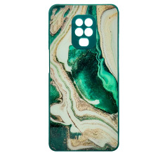 Чехол накладка Marble Glass Xiaomi Redmi Note 9s/Pro/Max Зеленый