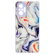 Чехол накладка Marble Glass Xiaomi Redmi Note 10 Pro / Max Белая лаванда