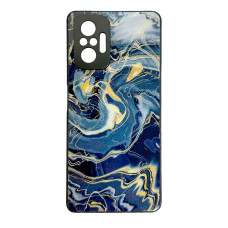 Чехол накладка Marble Glass Xiaomi Redmi Note 10 Pro / Max Графитовый
