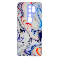 Чехол накладка Marble Glass Xiaomi Redmi Note 8 Pro Белая лаванда