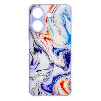 Чехол накладка Marble Glass Xiaomi Redmi 13C / Poco C65 Белая лаванда