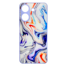 Чехол накладка Marble Glass Xiaomi Redmi 13C / Poco C65 Белая лаванда