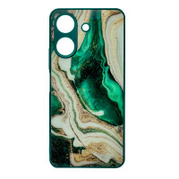 Чехол накладка Marble Glass Xiaomi Redmi 13C / Poco C65 Зеленый