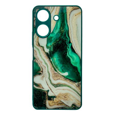 Чехол накладка Marble Glass Xiaomi Redmi 13C / Poco C65 Зеленый