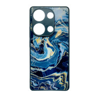 Чехол накладка Marble Glass Xiaomi Redmi Note 13 Pro 4G / Note 14S Графитовый