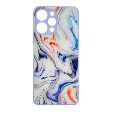 Чехол накладка Marble Glass Xiaomi Redmi 12 4G Белая лаванда
