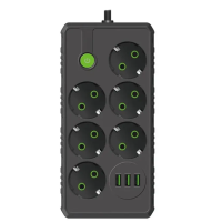 Подовжувач UA Power F17U на 6 розеток + 3USB 4м Black