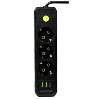 Подовжувач UA Power F43U на 3 розетки  + 3USB 2м Black