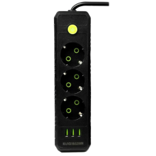 Удлинитель UA Power F43U на 3 розетки + 3USB 2м Black