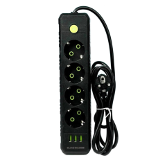 Удлинитель UA Power F43U на 4 розетки + 3USB 4м Black