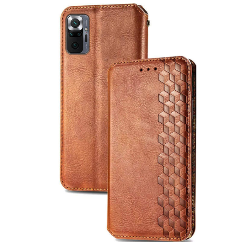 Чехол книжка кожаный Cubic Xiaomi Redmi Note 10 Pro/Max коричневый