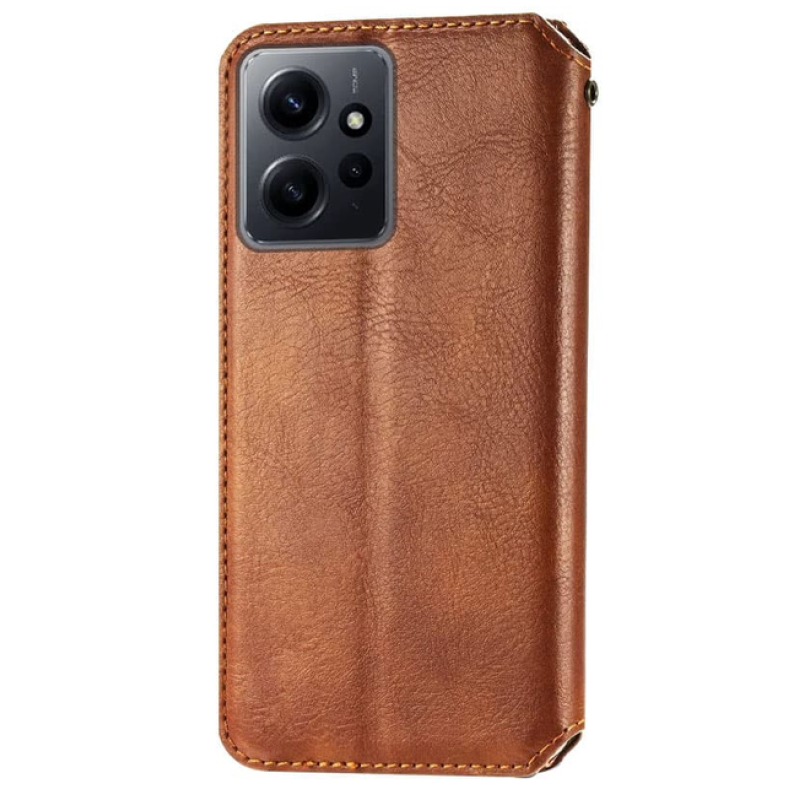 Чехол книжка кожаный Cubic Xiaomi Redmi Note 12 4G коричневый
