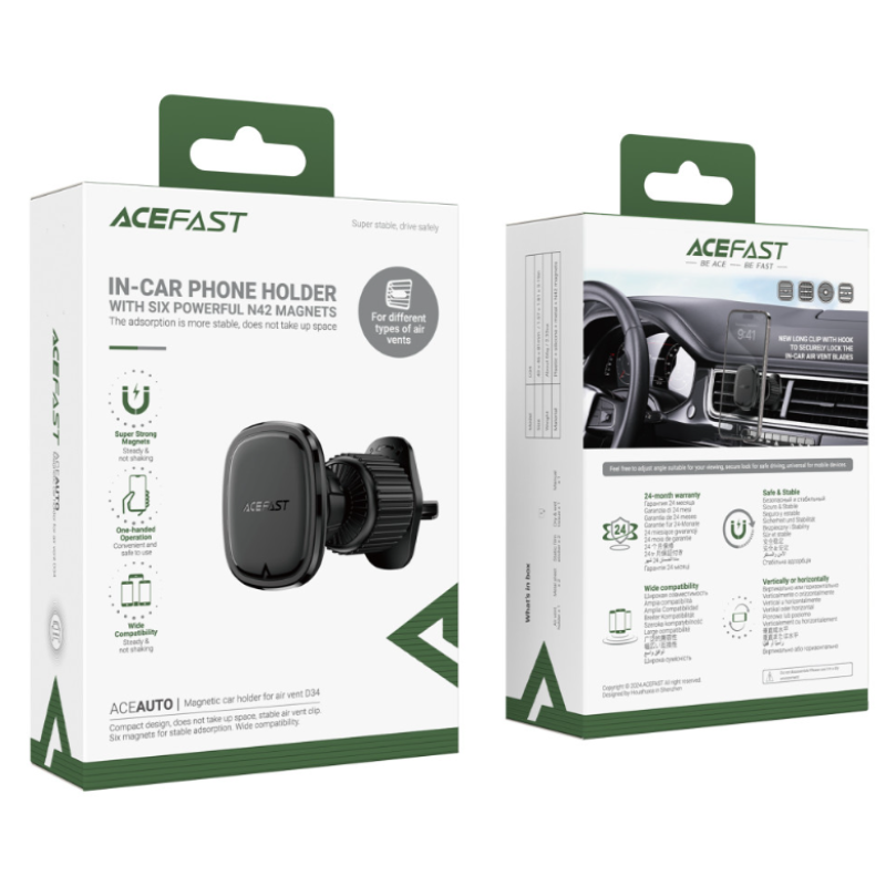 Автодержатель AceFast D34 Magnetic (прищепка)