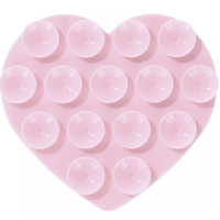Держатель-присоска для мобильного телефона Double Side Silicone Heart Lite Pink