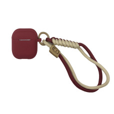 Чехол футляр для наушников AirPods 1/2 Soft Silicone HM с ремешком Bordo