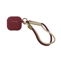 Чехол футляр для наушников AirPods 4 Soft Silicone HM с ремешком Bordo