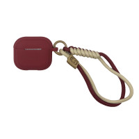 Чехол футляр для наушников AirPods Pro/Pro2 Soft Silicone HM с ремешком Bordo