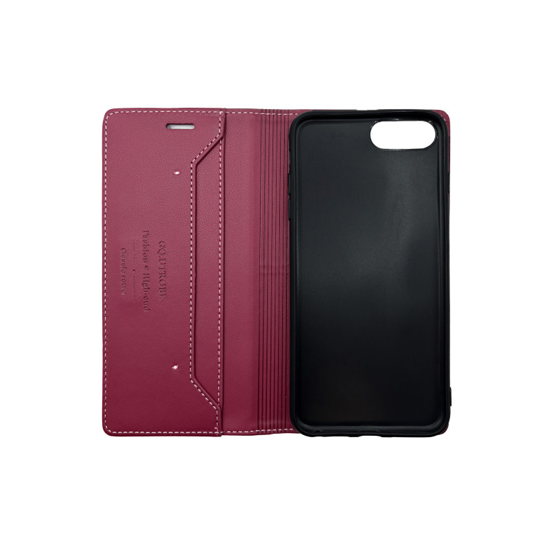 Чохол книжка шкіряна GQ iPhone 6+/7+/8+ Бордова