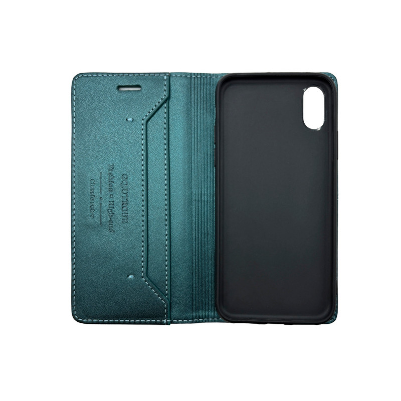 Чохол книжка шкіряна GQ iPhone X/Xs Зелена