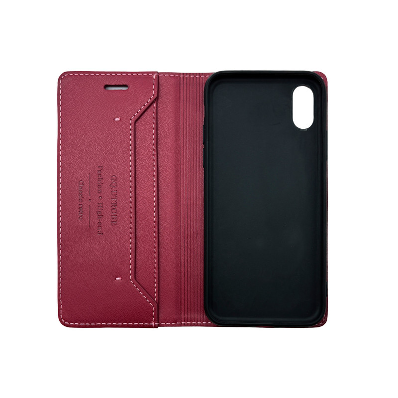 Чехол книжка кожаная GQ iPhone Xs Max Бордовая