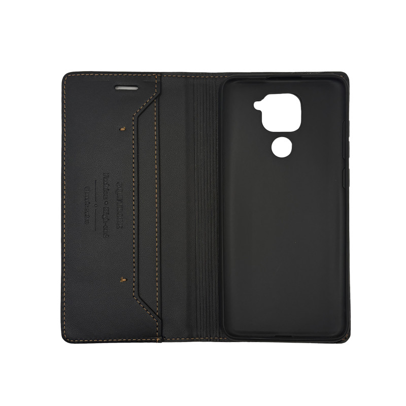 Чехол книжка кожаный GQ Xiaomi Redmi Note 9 Черный