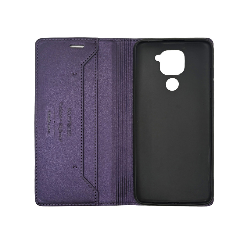 Чехол книжка кожаный GQ Xiaomi Redmi Note 9 Фиолетовый
