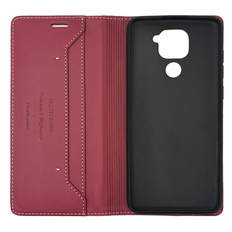 Чохол книжка шкіряний GQ Xiaomi Redmi Note 9 Бордовий