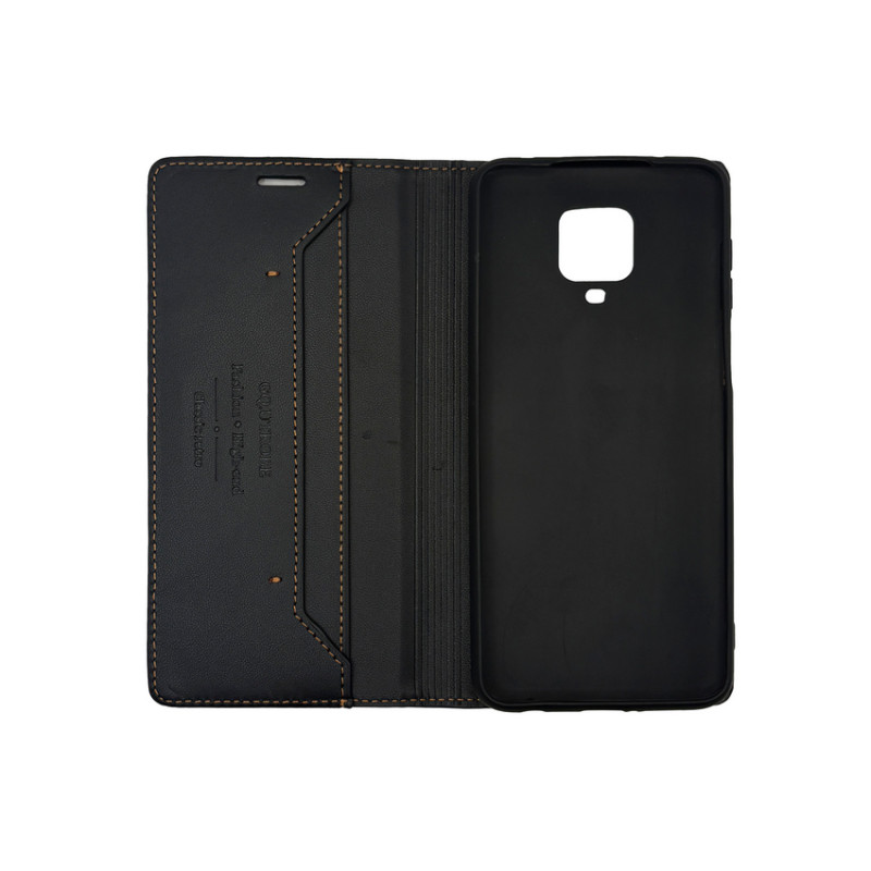 Чехол книжка кожаный GQ Xiaomi Redmi Note 9s / Pro / Max Черный