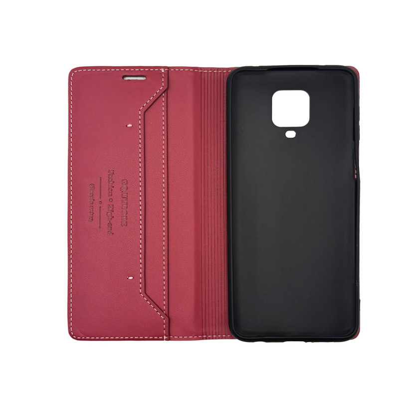 Чехол книжка кожаный GQ Xiaomi Redmi Note 9s / Pro / Max Бордовый