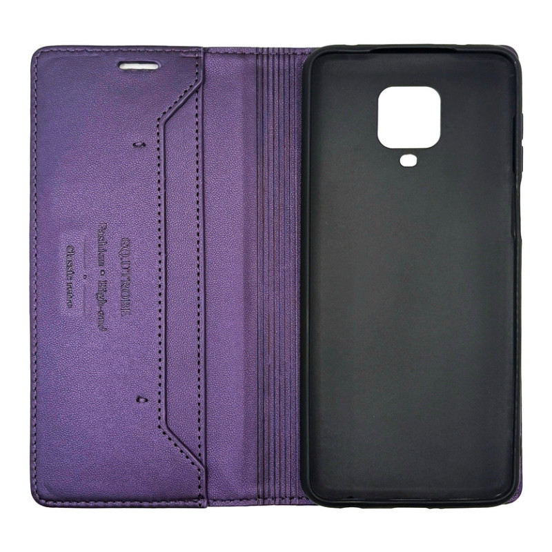 Чехол книжка кожаный GQ Xiaomi Redmi Note 9s / Pro / Max Фиолетовый