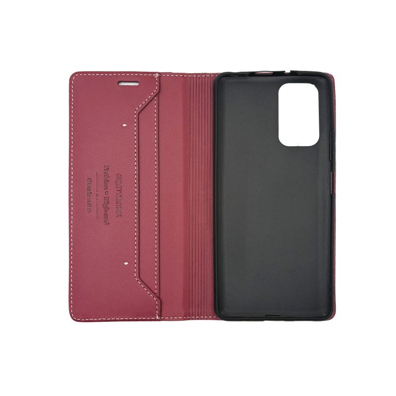 Чехол книжка кожаный GQ Xiaomi Redmi Note 10 Pro / Max Бордовый