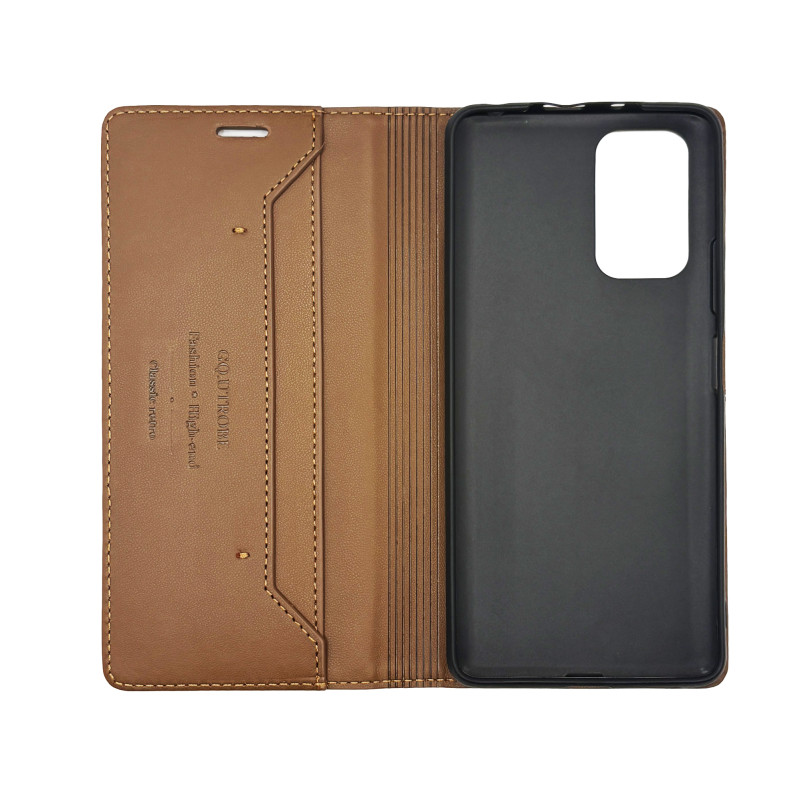 Чехол книжка кожаный GQ Xiaomi Redmi Note 10 Pro / Max Коричневый
