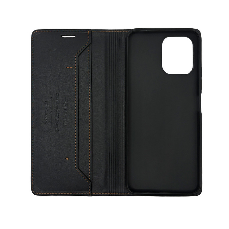 Чехол книжка кожаный GQ Xiaomi Redmi 12 / Poco M6 Pro 5G Черный