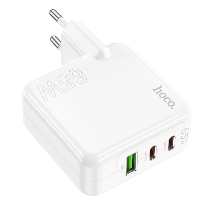 Мережевий адаптер Hoco C115A Header PD65W/QC (2C1A) GAN White
