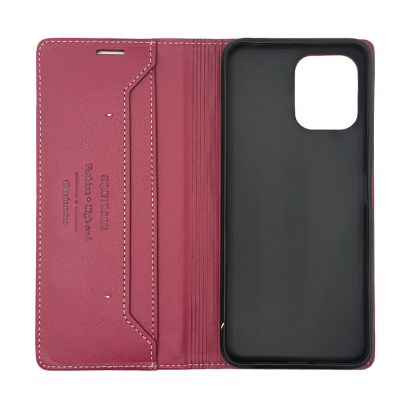 Чохол книжка шкіряний GQ Xiaomi Redmi 12 / Poco M6 Pro 5G Бордовий