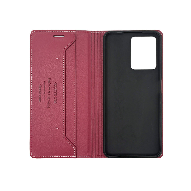 Чехол книжка кожаный GQ Xiaomi Redmi Note 12 4G Бордовый