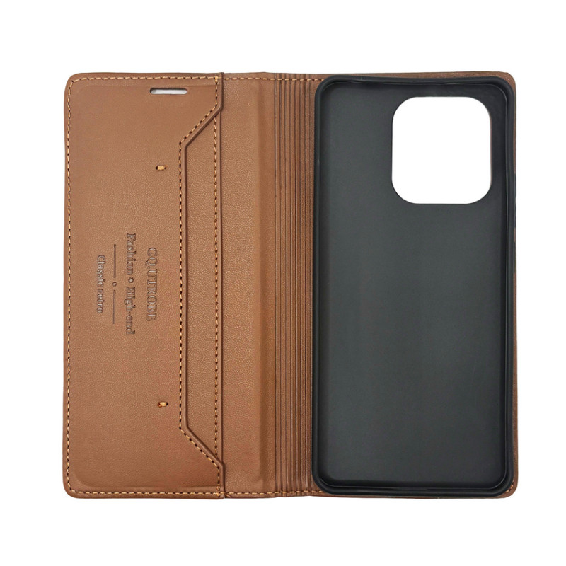 Чехол книжка кожаный GQ Xiaomi Redmi 10C Коричневый
