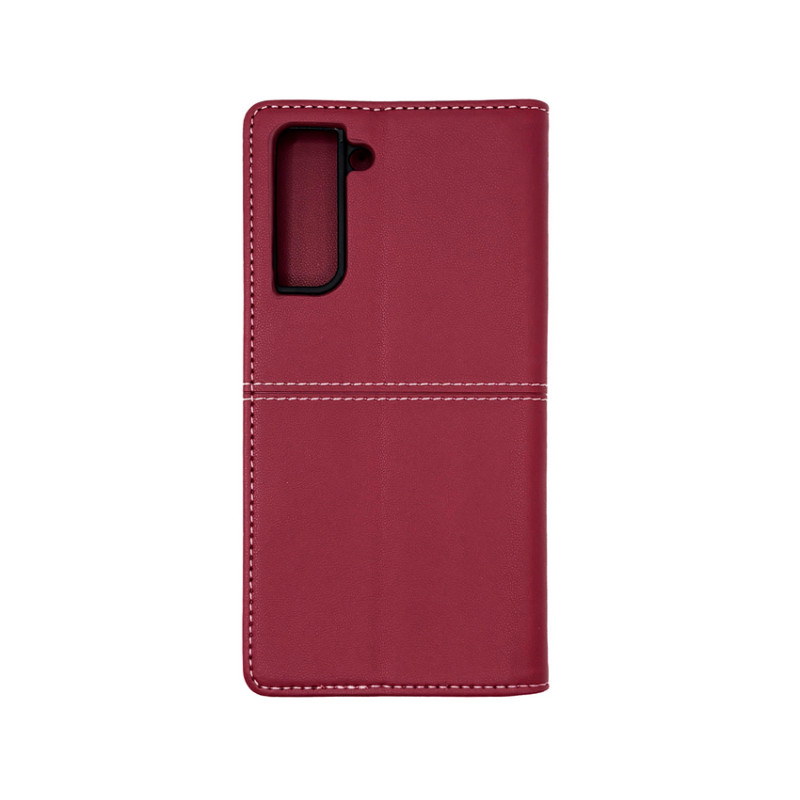 Чехол книжка кожаный GQ Samsung S21 FE Бордовый