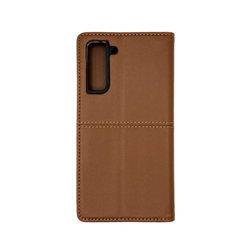 Чехол книжка кожаный GQ Samsung S21 FE Коричневый