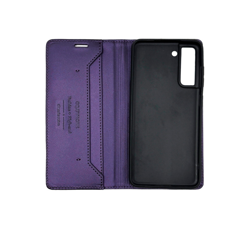 Чохол книжка шкіряний GQ Samsung S21 FE Фіолетовий