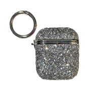 Чохол футляр для навушників AirPods 1/2 Bling Grainy Diamond Box Silver