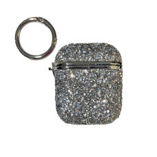 Чехол футляр для наушников AirPods 1/2 Bling Grainy Diamond Box Silver