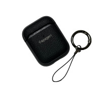 Чохол футляр для навушників AirPods 1/2 Spigen Ring Leather Armor Black