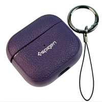 Чехол футляр для наушников AirPods Pro2 Spigen Ring Leather Armor Purple