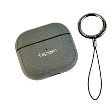 Чехол футляр для наушников AirPods Pro2 Spigen Ring Leather Armor Grey