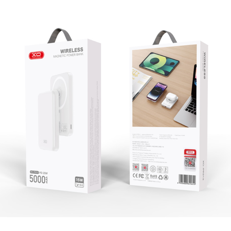 Power Bank Bank XO PR212 5000mAh Magnetic 15W Бездротова зарядка
